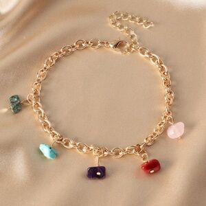 *RYLEE* Gold x Colorful Stone Fashion Charm Bracelet